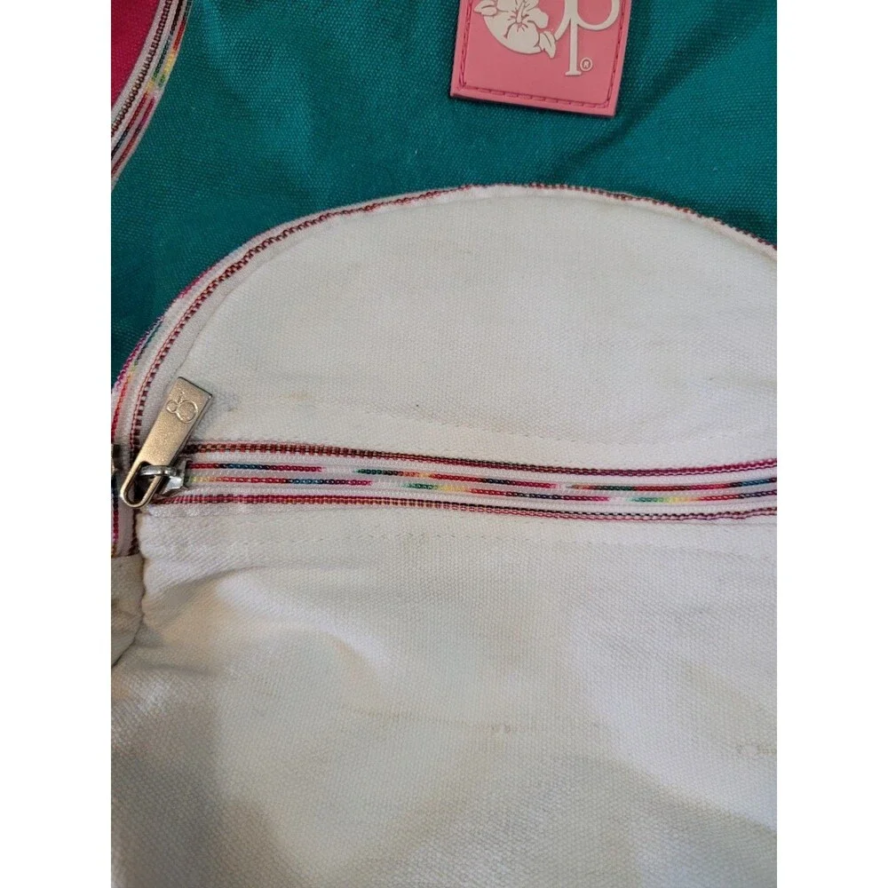 90s Vibrant Color Block Canvas Backpack Pink White Y2K Vintage Kiddiecore Indie